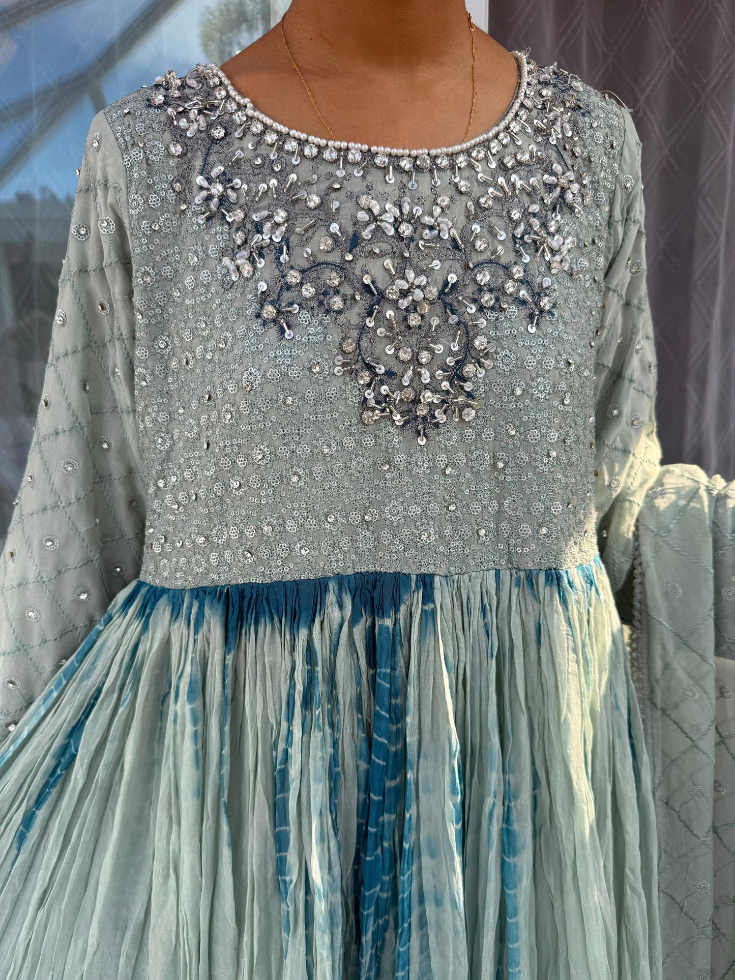 AYLA - Embroidered chiffon partywear maxi dress