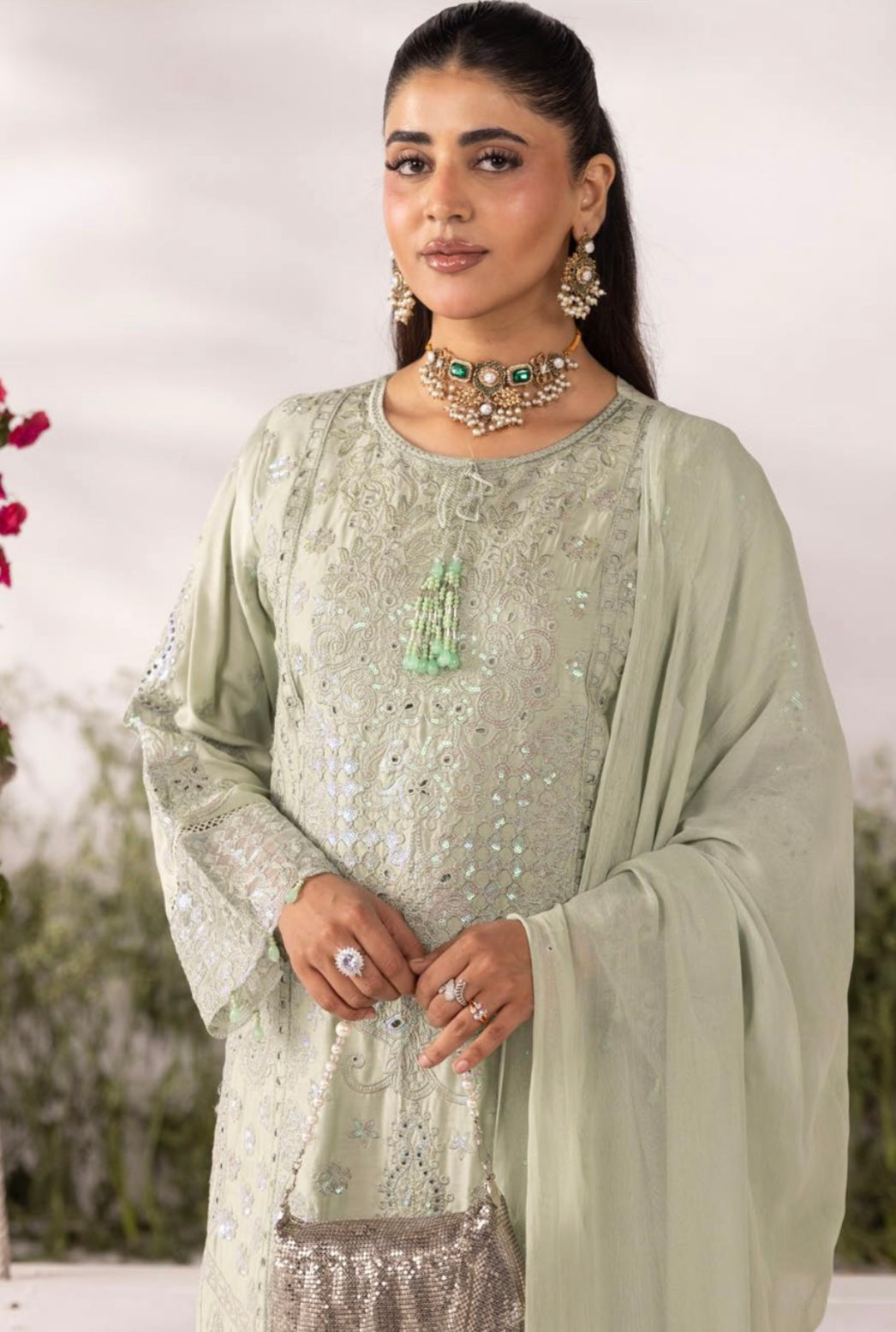 IRSA - Mother/daughter embroidered viscose kameez with plazo