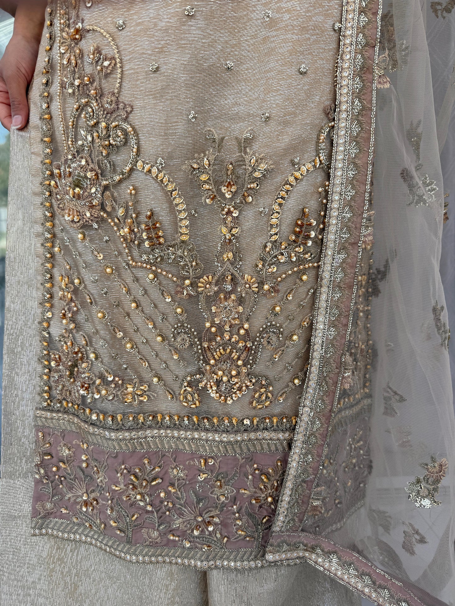 MAIRA - Handwork embellished net kameez with sharara