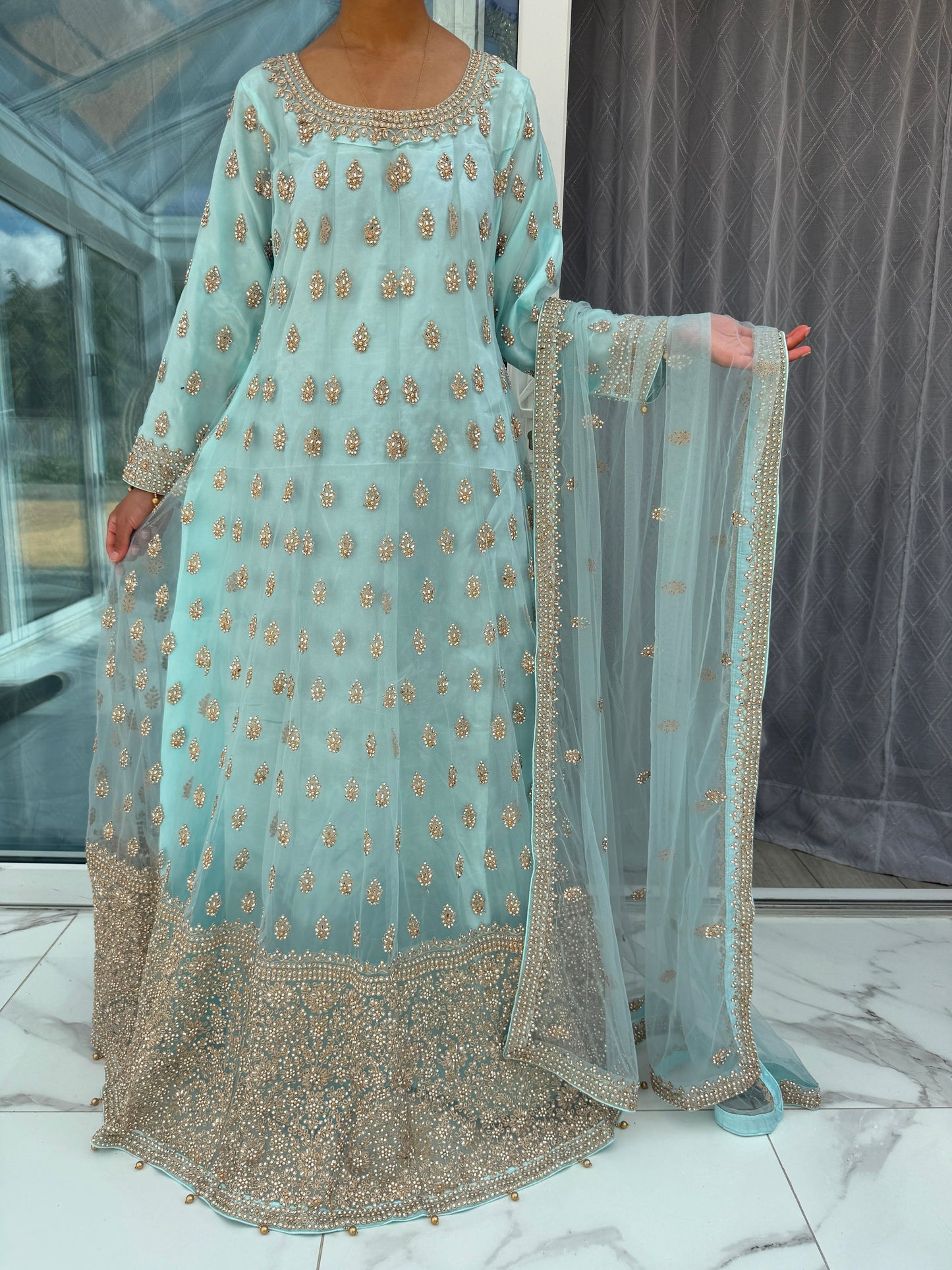 ANAYA - Embroidered net dress with stonework