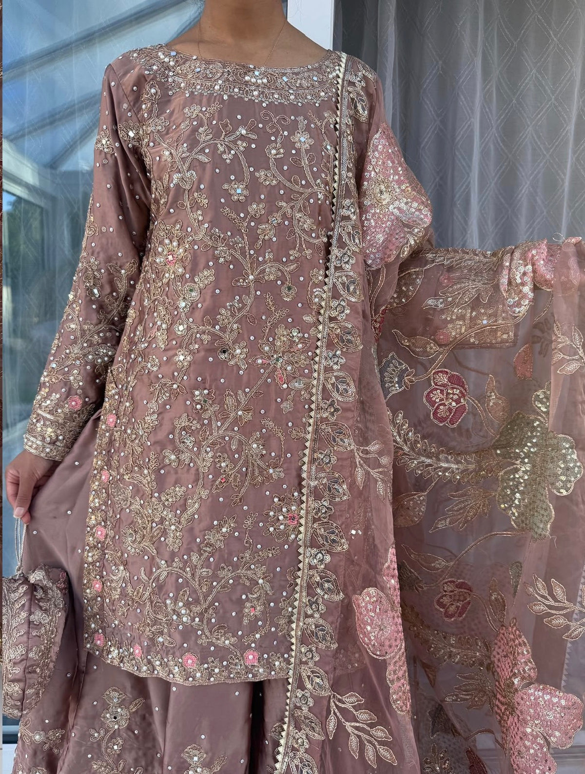 KHAANI - Embroidered luxury silk kameez with Sharara