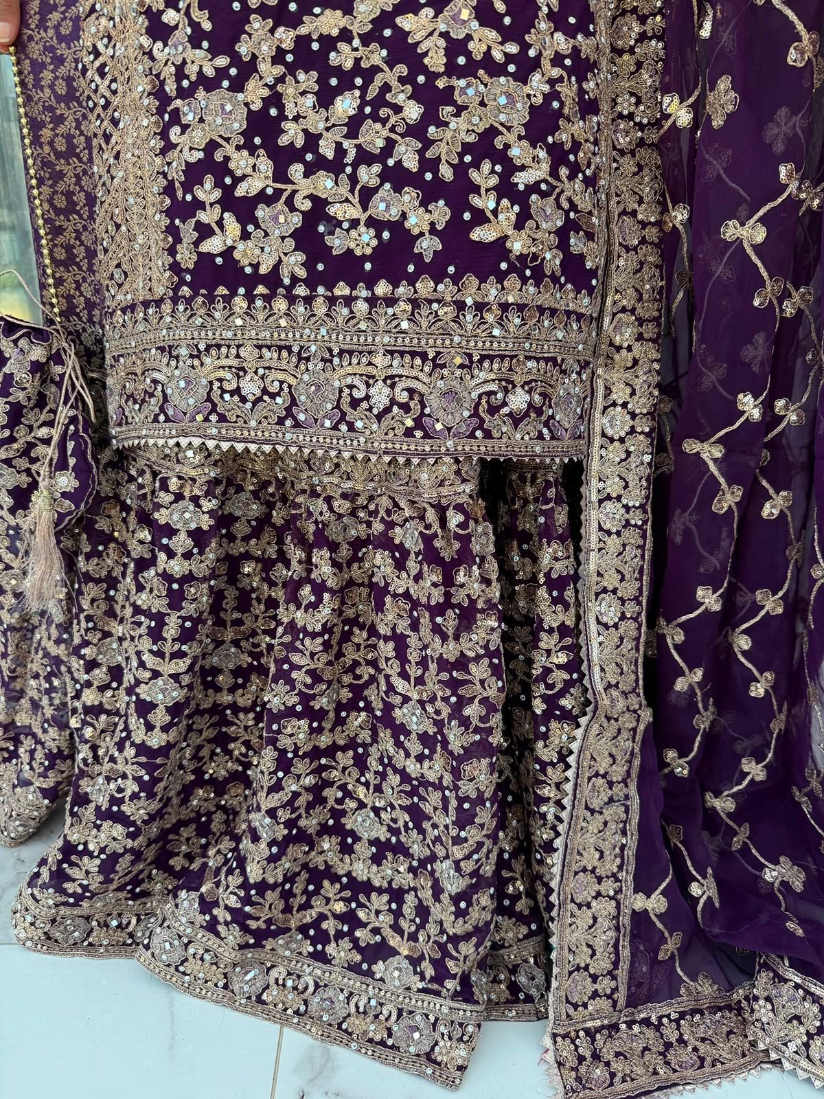ALISHA - Luxury chiffon kameez with brocade lengha