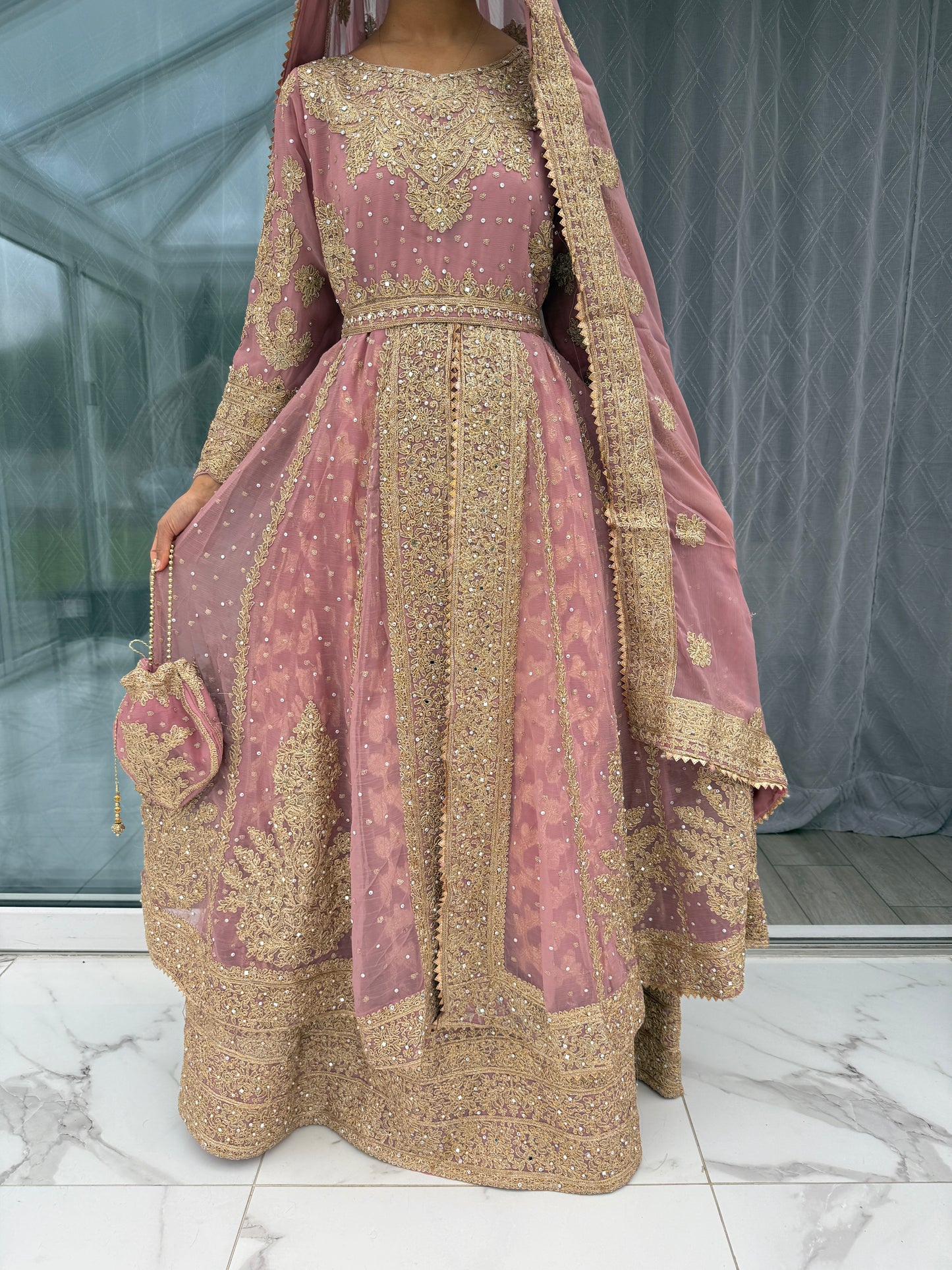 MANNAT - Embroidered double layered chiffon maxi dress