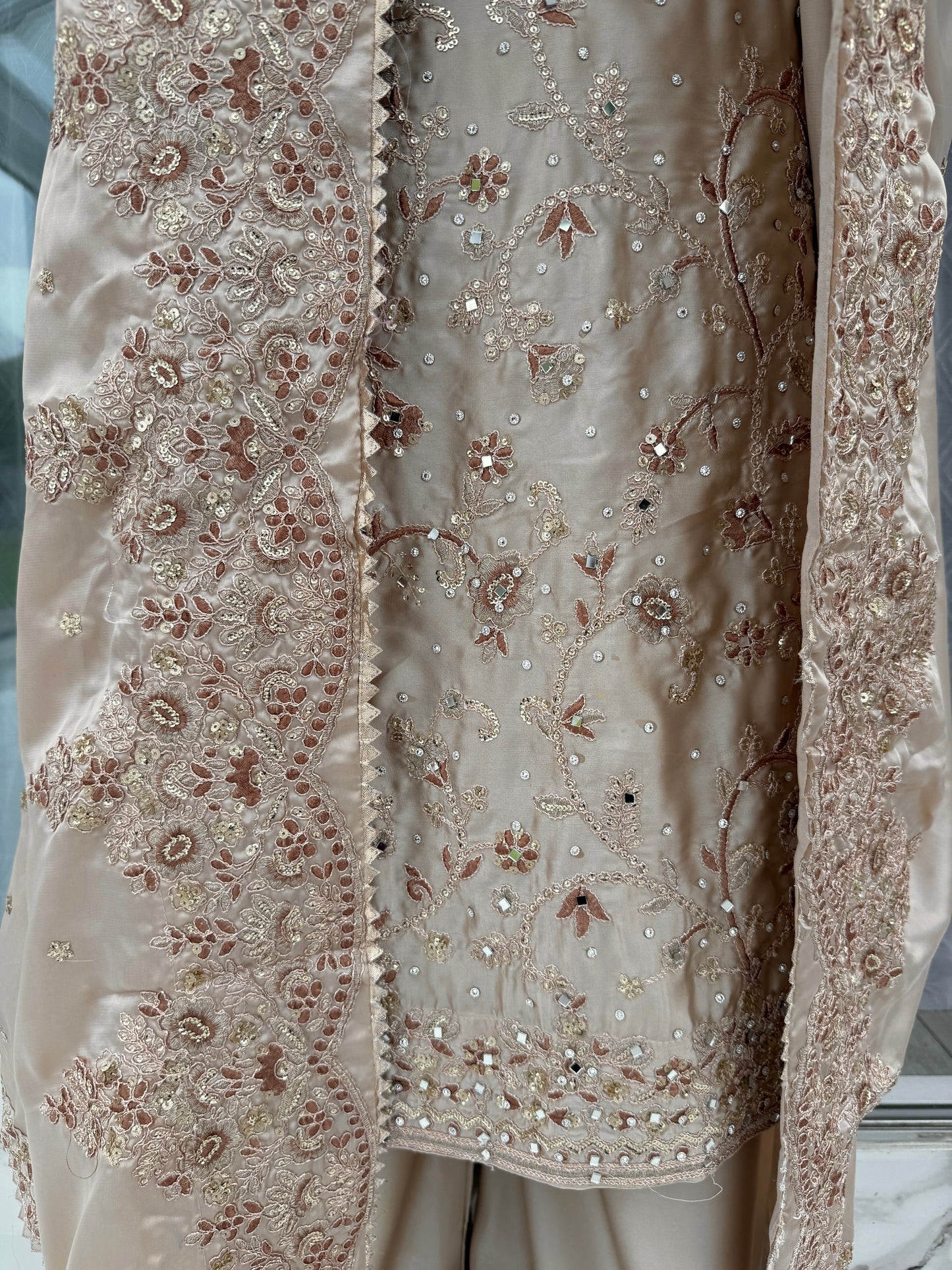 SAHIBA - Embroidered silk kameez with plazo & embroidered silk dupatta