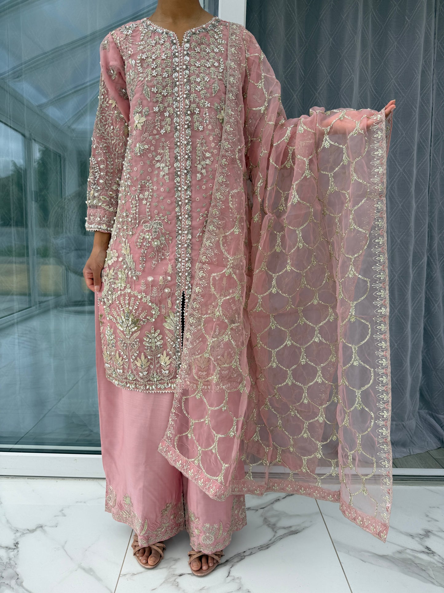 INAYA - Embroidered organza kameez with plazo and duppatta