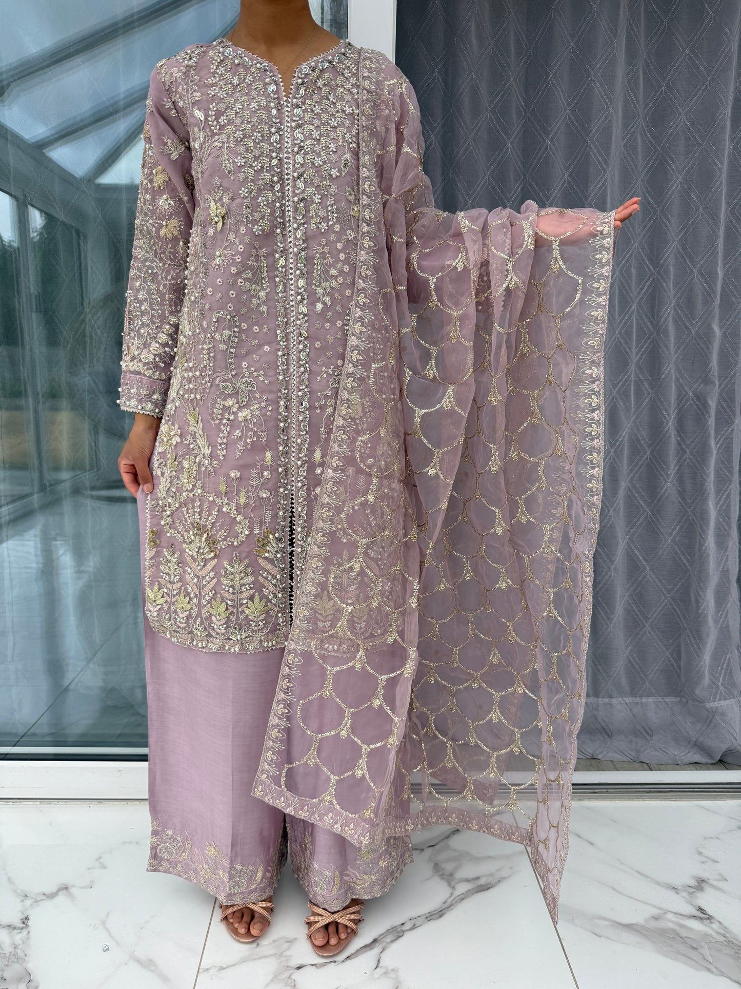 INAYA - Embroidered organza kameez with plazo and dupatta