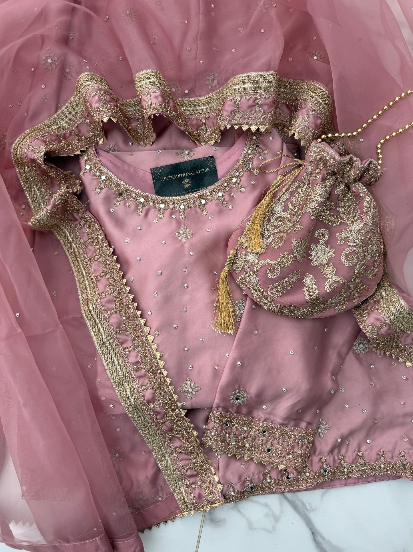 KIARA - Embroidered silk kameez with sharara