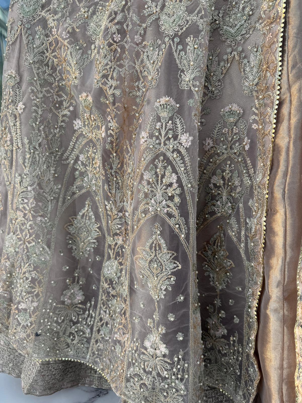 MUSHQ - Embroidered double layered net dress with handwork and pearls