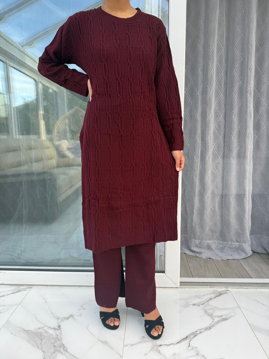 KNIT COORD WINE