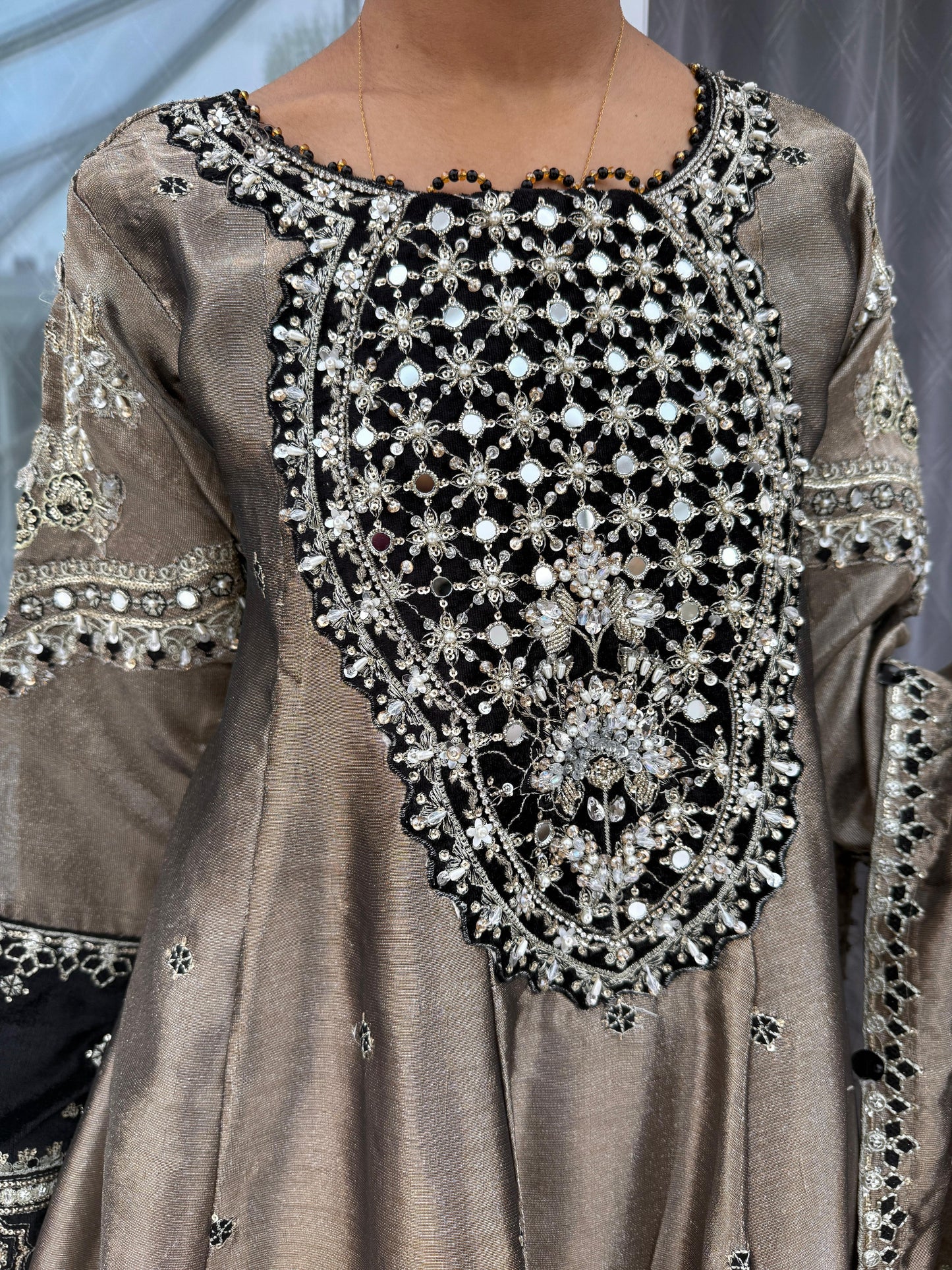 DILDARA - Luxury masoori peplum dress with gharara