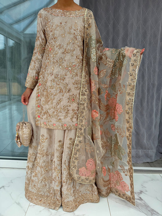 KHAANI - Embroidered silk kameez with Sharara