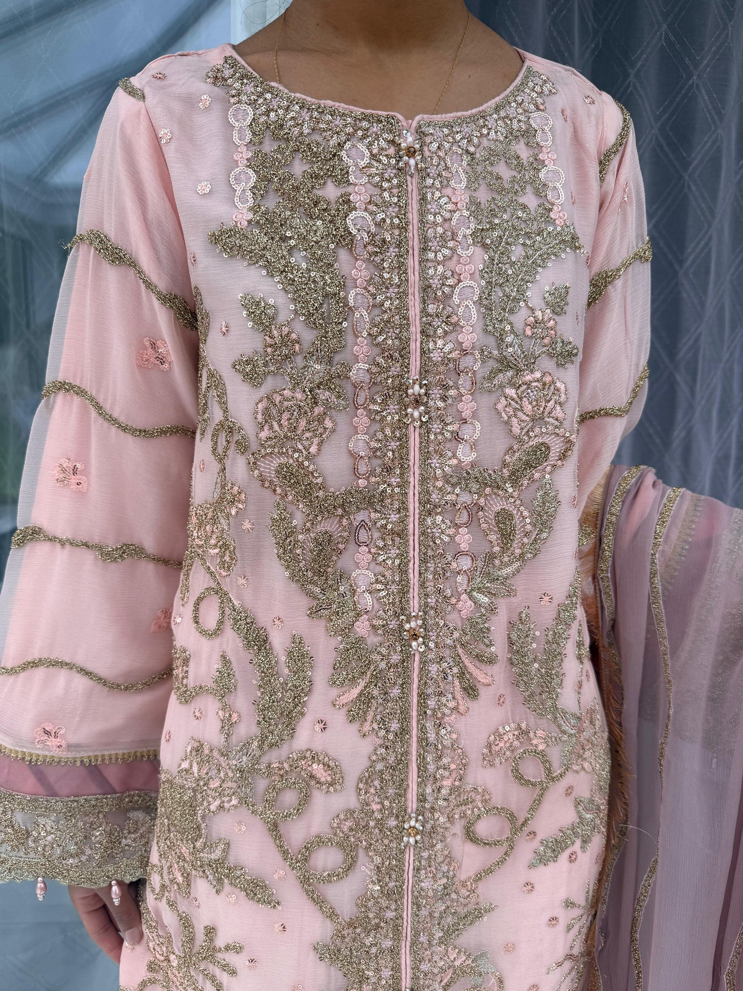 LAMHE - Embroidered chiffon readymade outfit