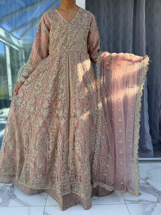 MUSHQ - Embroidered double layered net dress with handwork and pearls