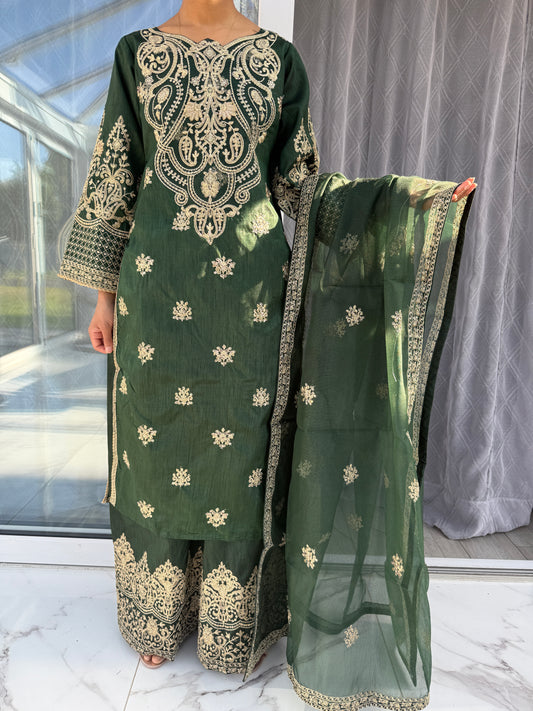 MUSKAAN - Embroidered Zari kameez with plazo