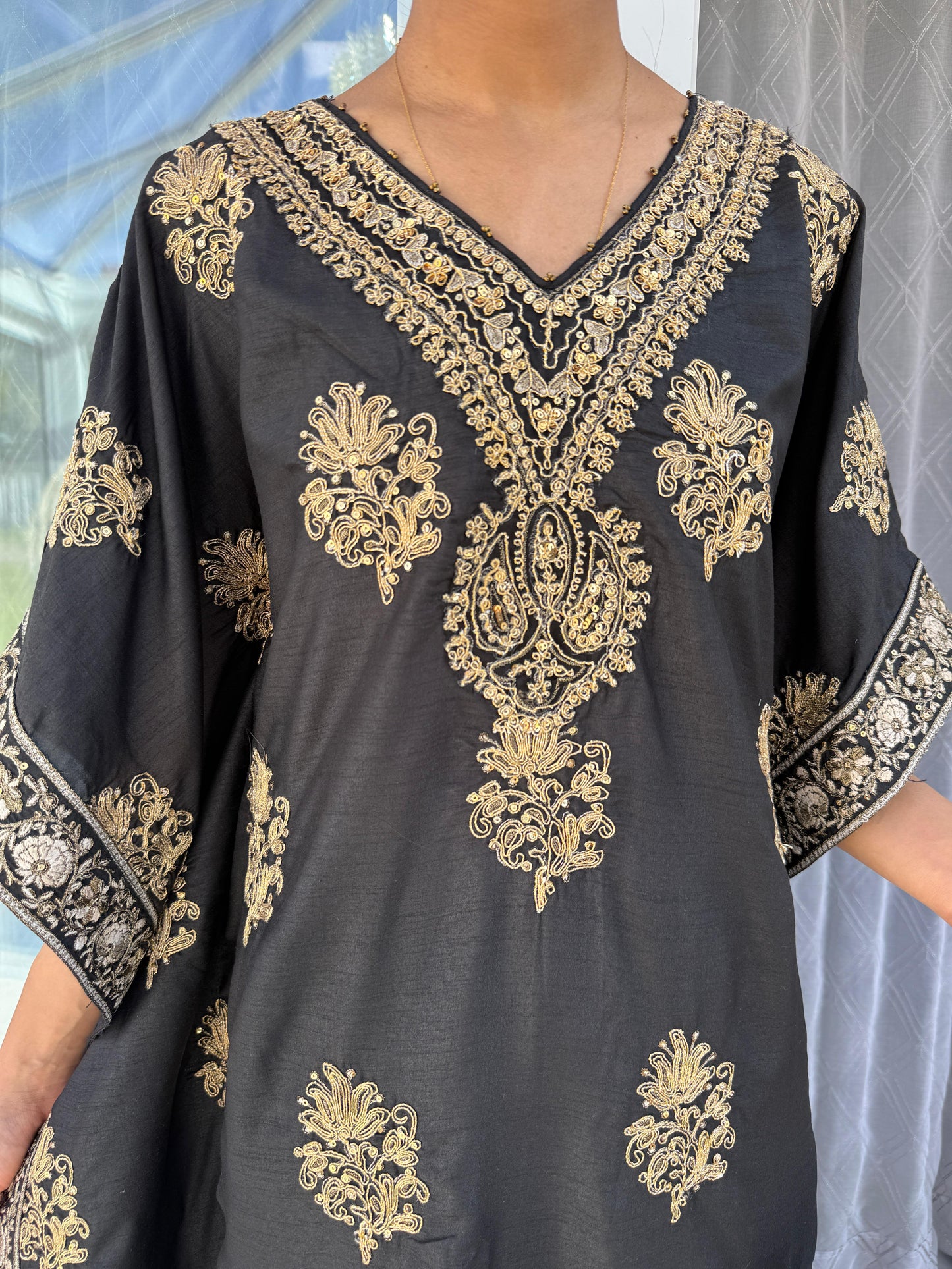 LEILA Mother/daughter - Zari embroidered luxury viscose kaftan