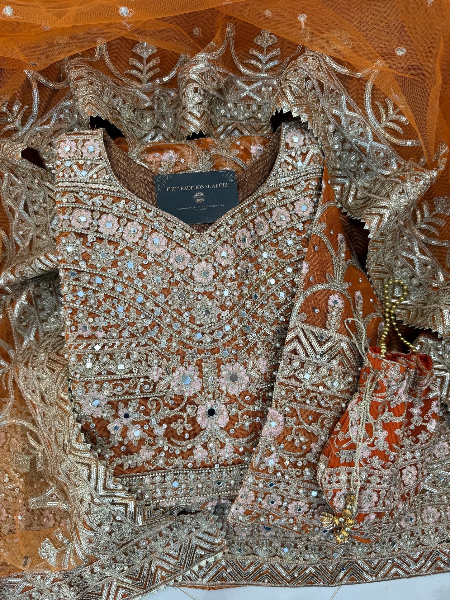 SIYANA - Embroidered net maxi dress with lengha skirt