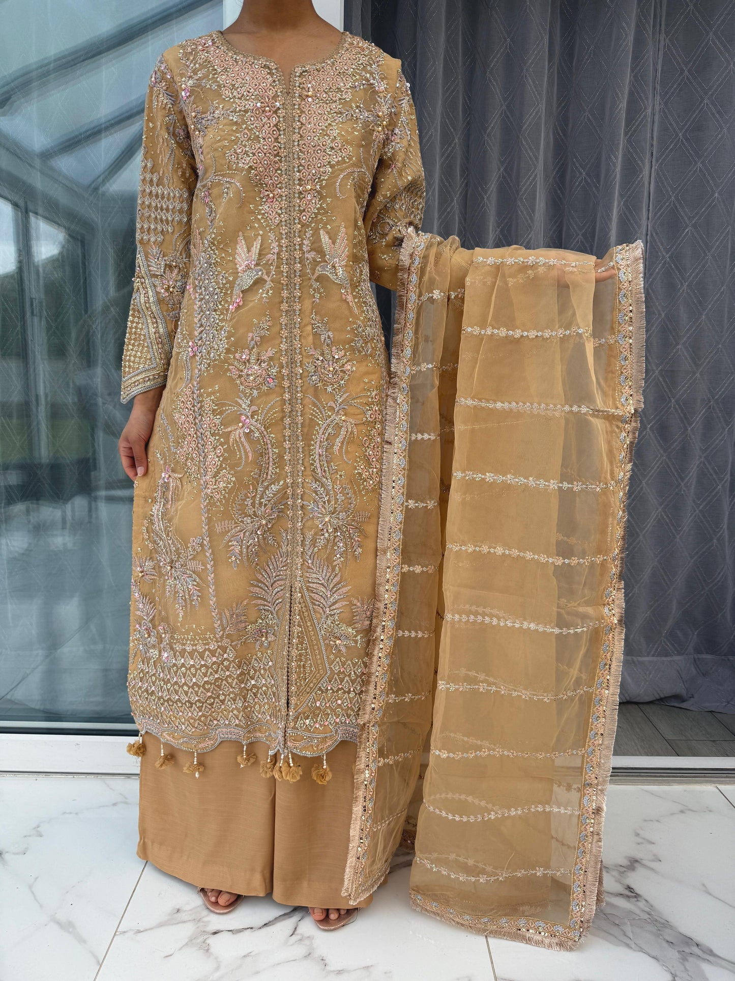 ZIKR-E-YAAR - Embroidered organza readymade outfit