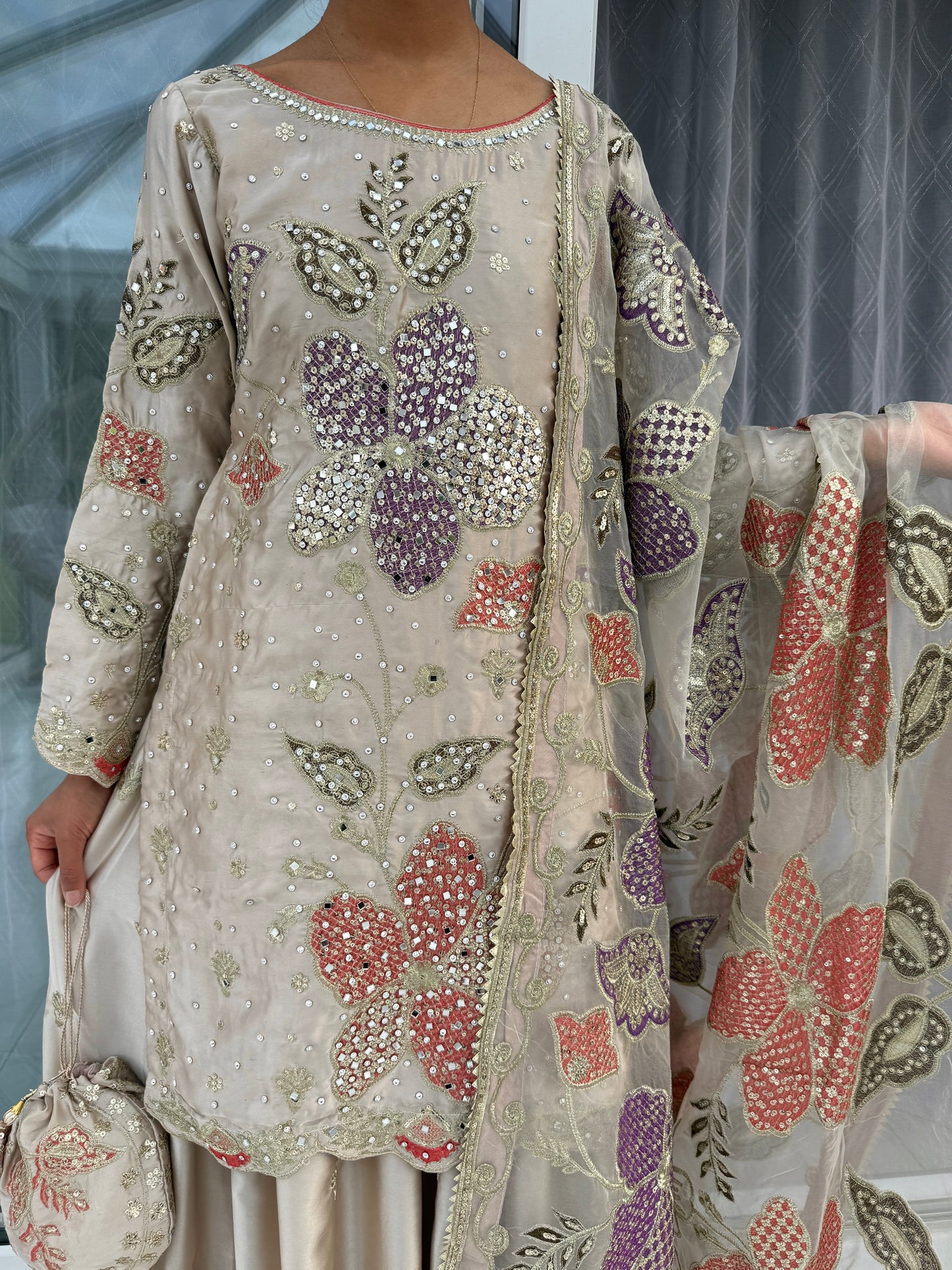 ROOP - Embroidered silk kameez with sharara
