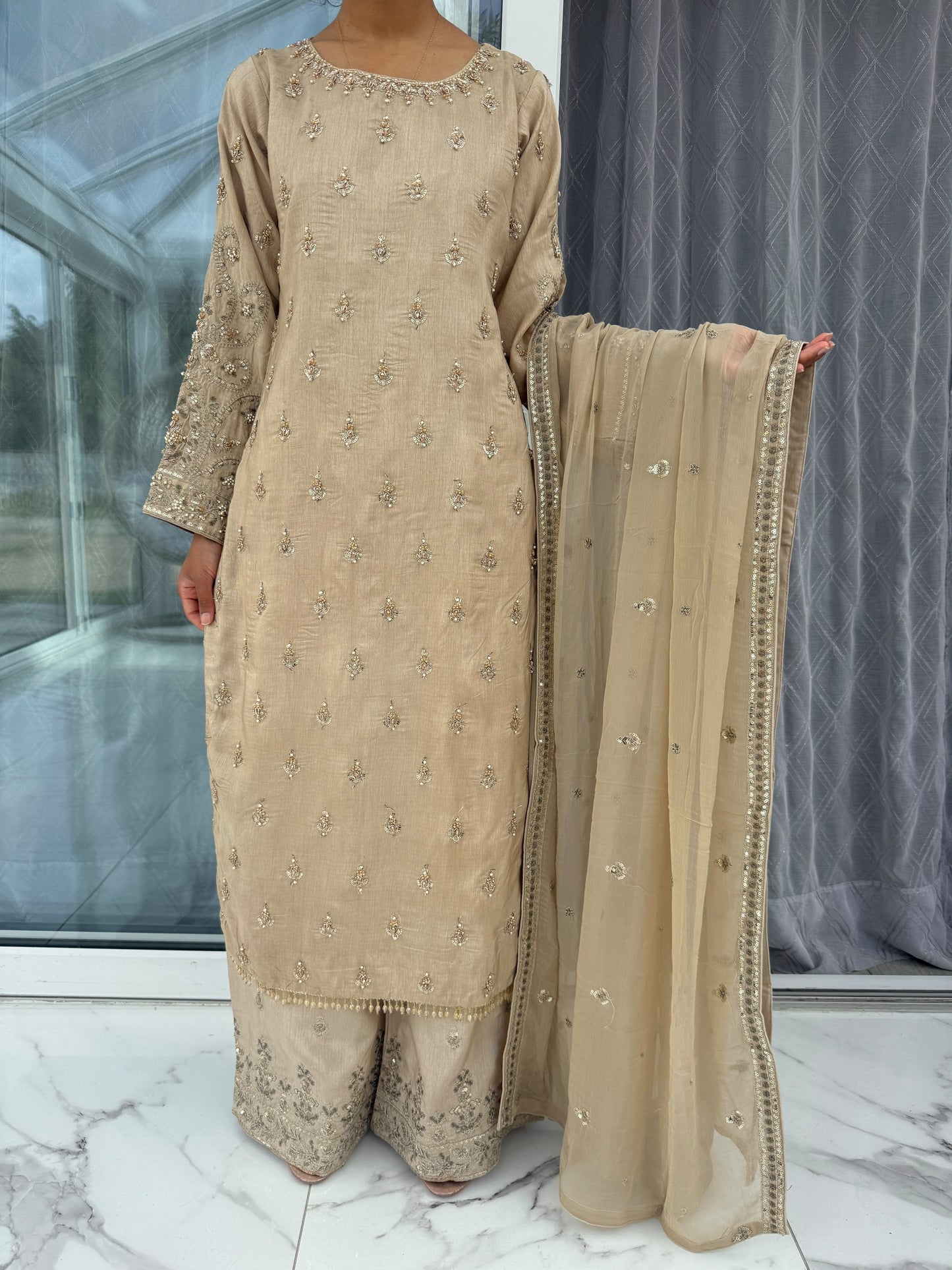 ADAH - Handwork embellished pure silk kameez with plazo