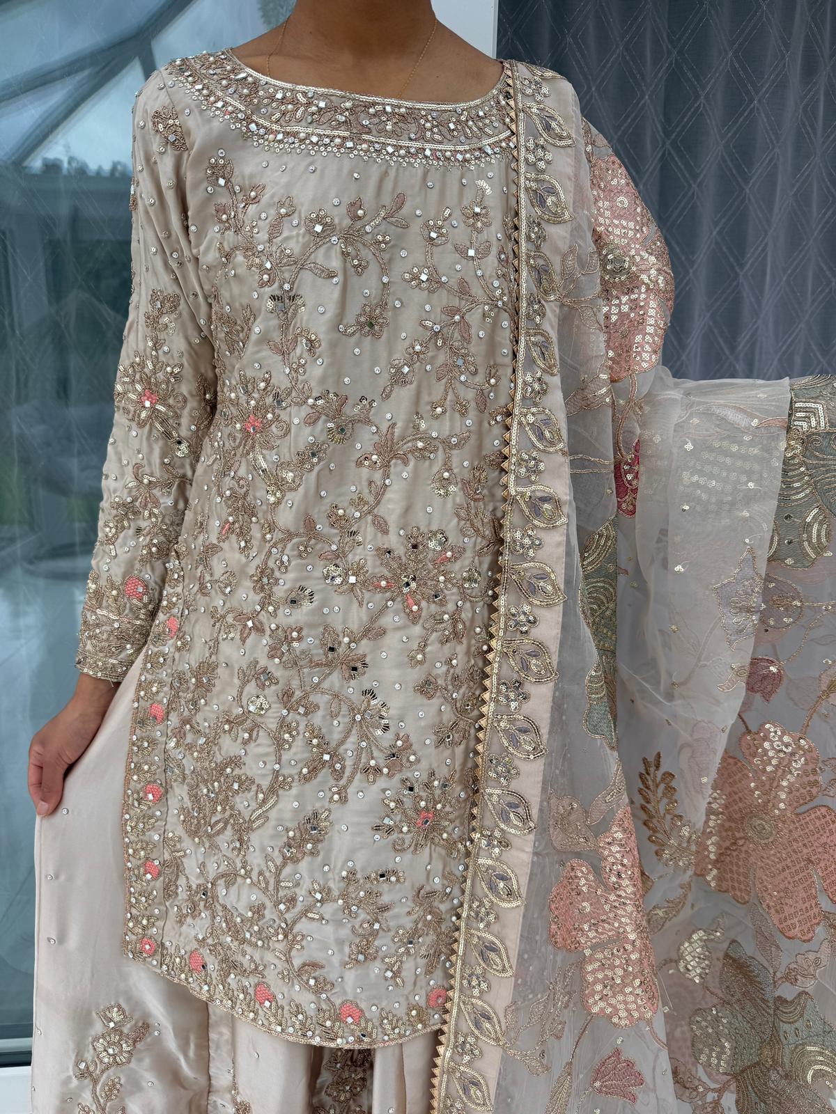 KHAANI - Luxury silk embroidered kameez with sharara