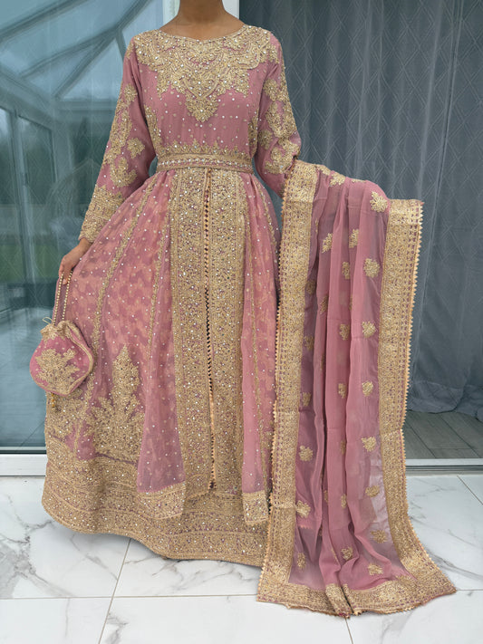 MANNAT - Embroidered double layered chiffon maxi dress