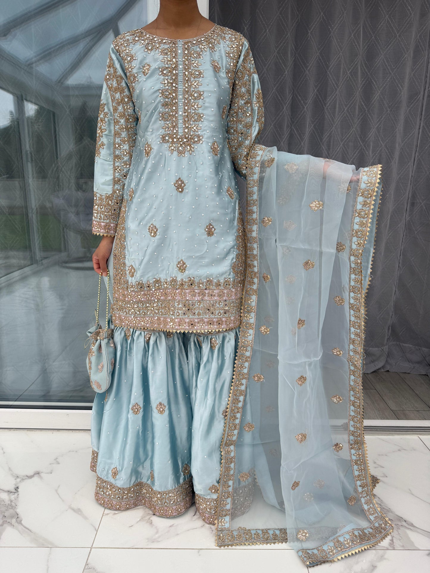 SANIA - Luxury embroidered silk gharara