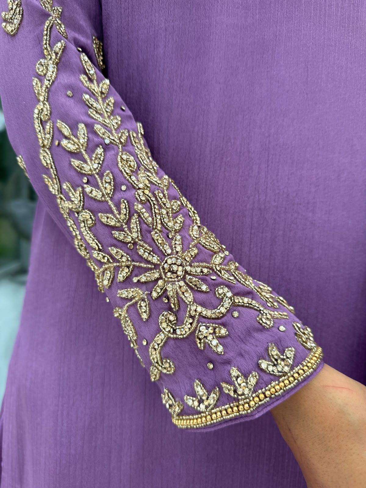 MAAHI - Stonework embellished raw silk kameez with Sharara