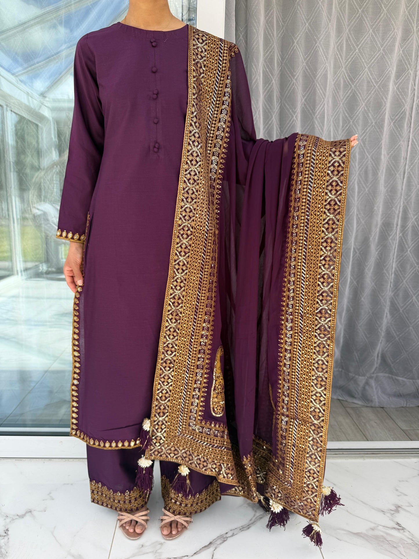 MAHEEN - Embroidered cotton kameez with embroidered dupatta and plazo