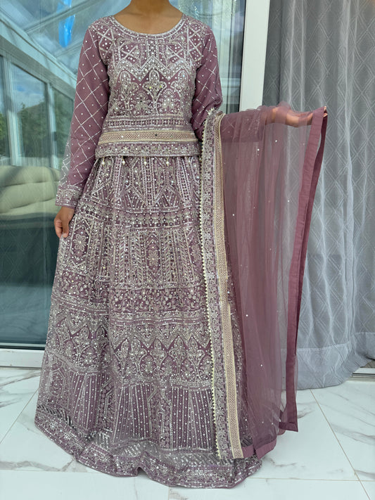 DANIA - Embroidered net lengha outfit