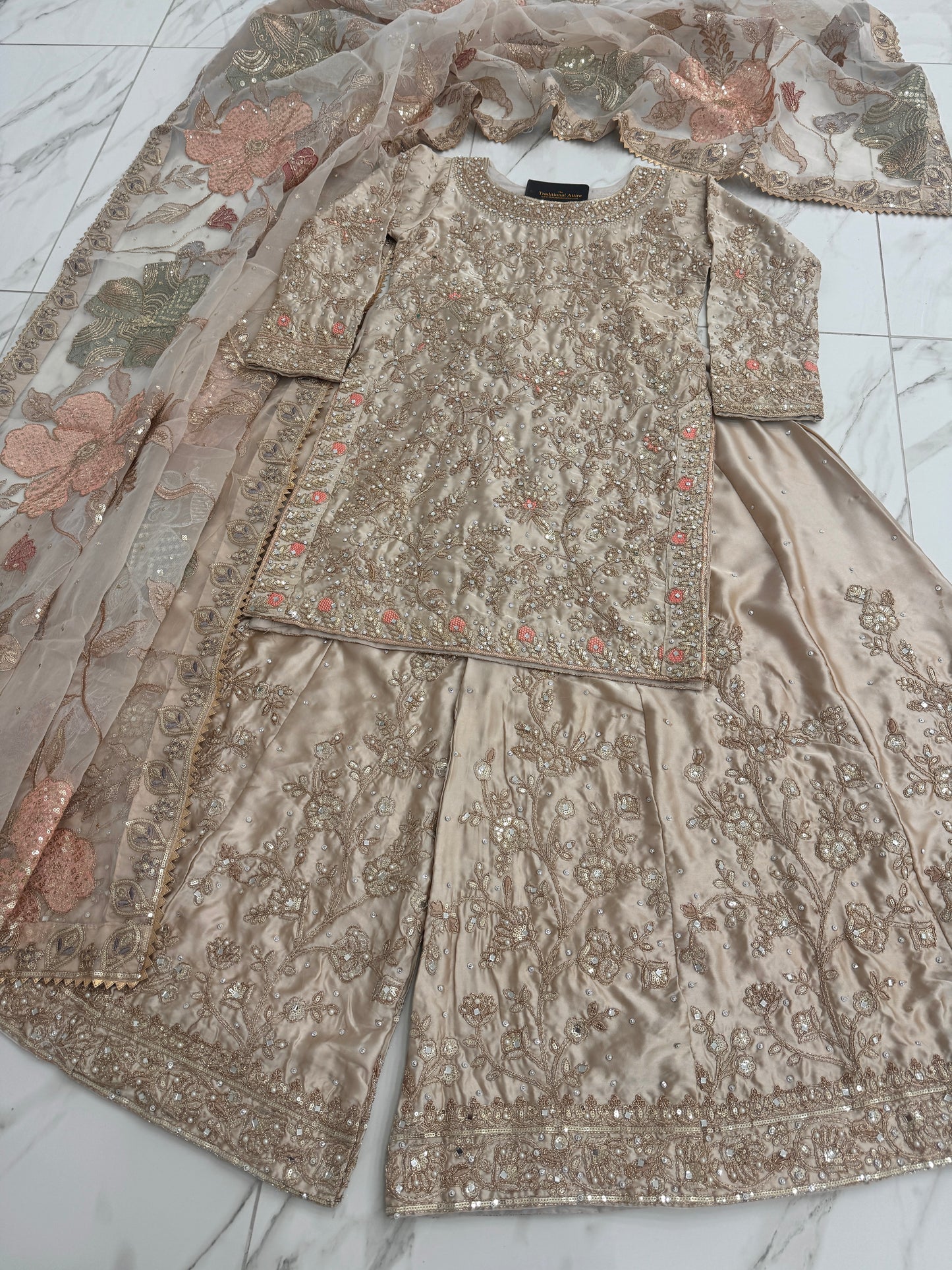 KHAANI - Luxury silk embroidered kameez with sharara