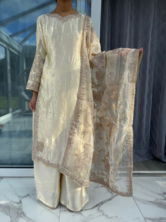 KASHISH EID OFFER - Embroidered silk kameez with plazo