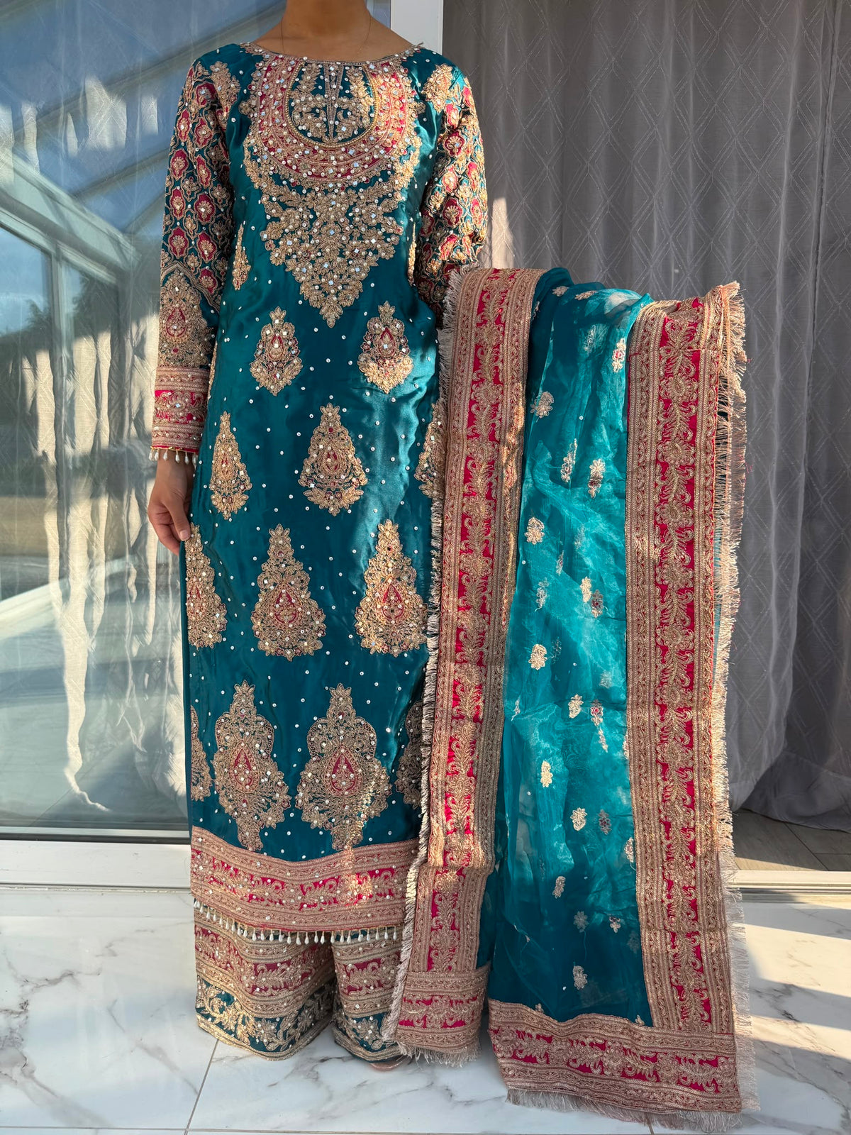 HEERIYE - Luxury embroidered silk kameez with plazo