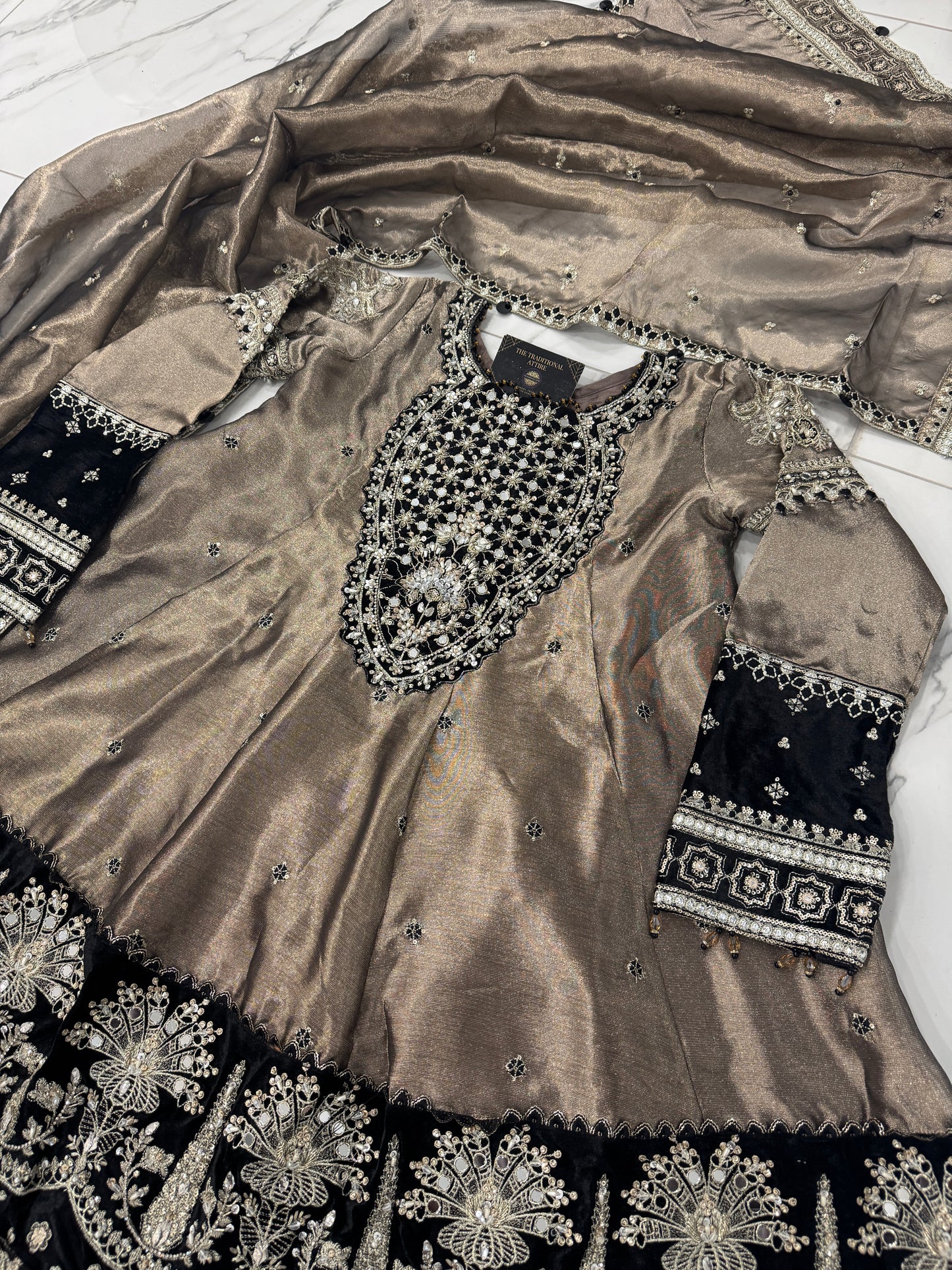 DILDARA - Luxury masoori peplum dress with gharara