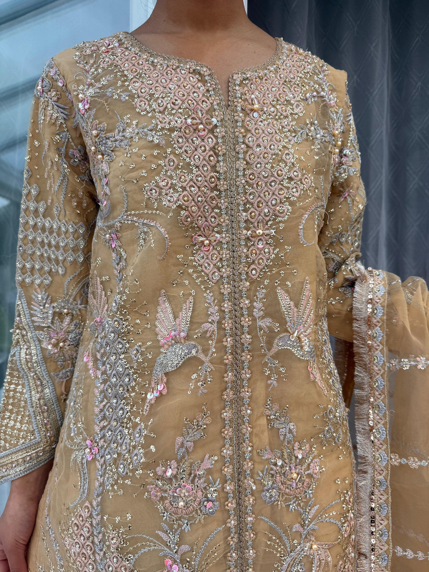 ZIKR-E-YAAR - Embroidered organza readymade outfit