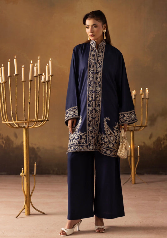 KHAADI COORDS - Embroidered 2 pc Dhanak Khaadi Inspired Co-ords Blue