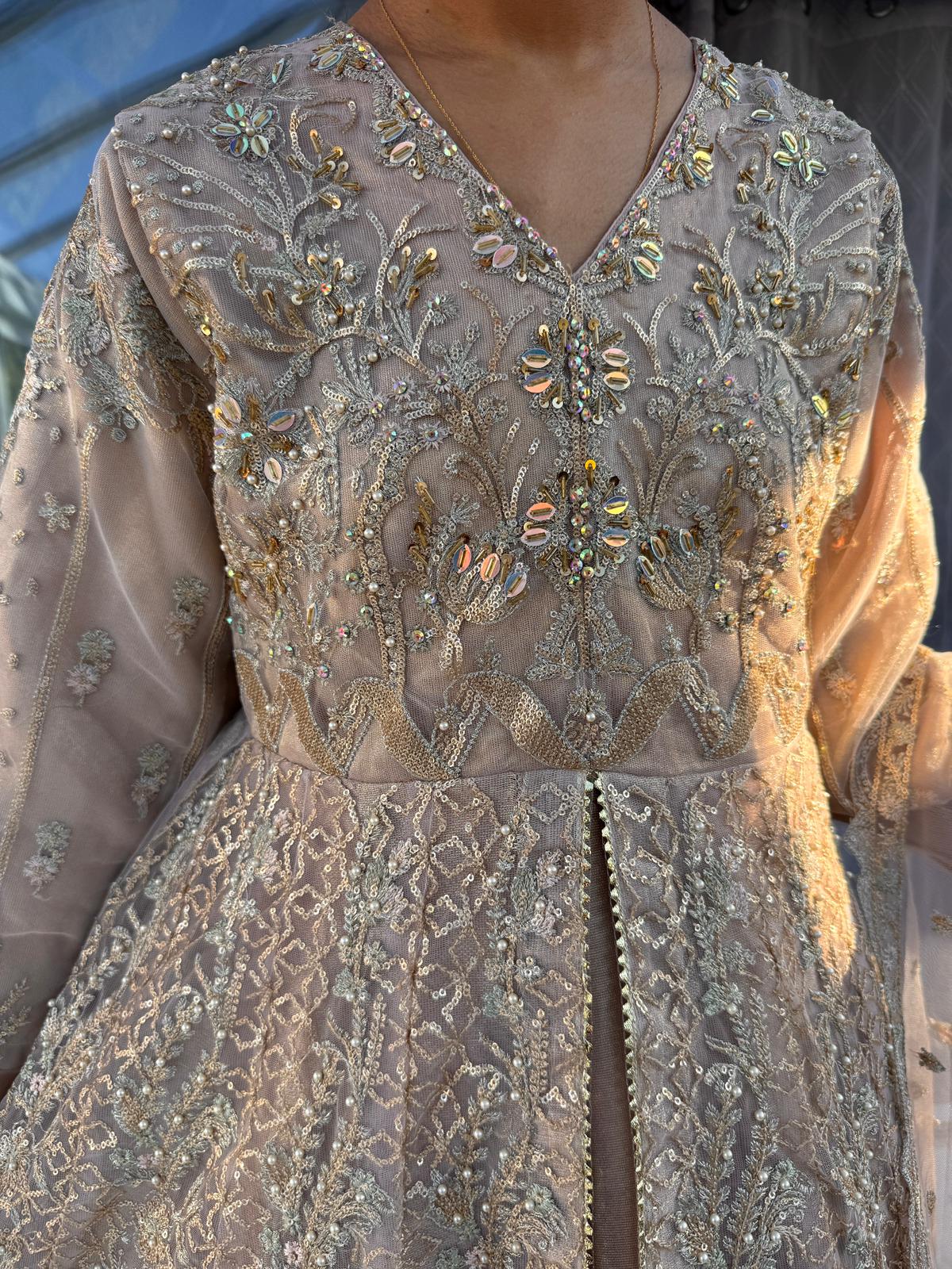 MUSHQ - Embroidered double layered net dress with handwork and pearls