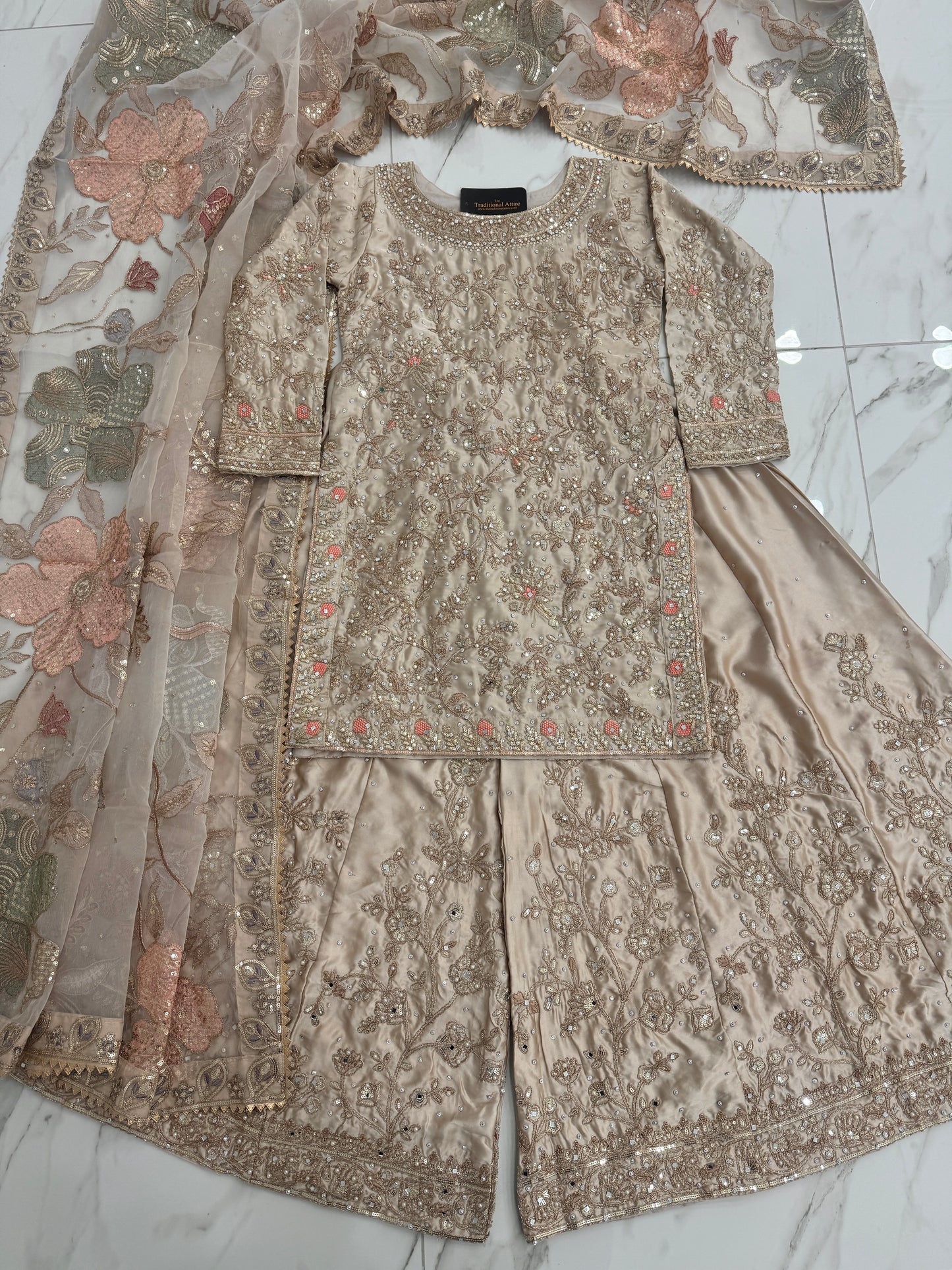 KHAANI - Luxury silk embroidered kameez with sharara