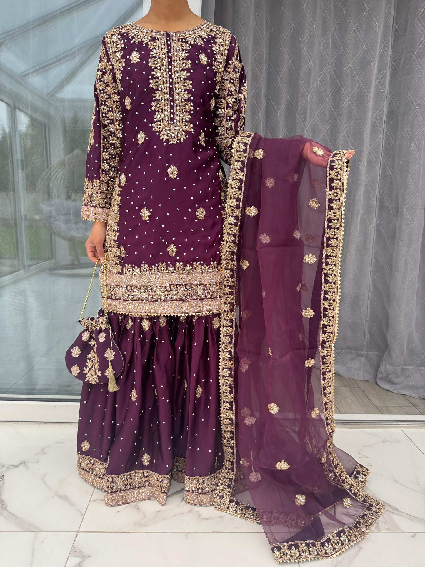 SANIA - Luxury embroidered silk gharara