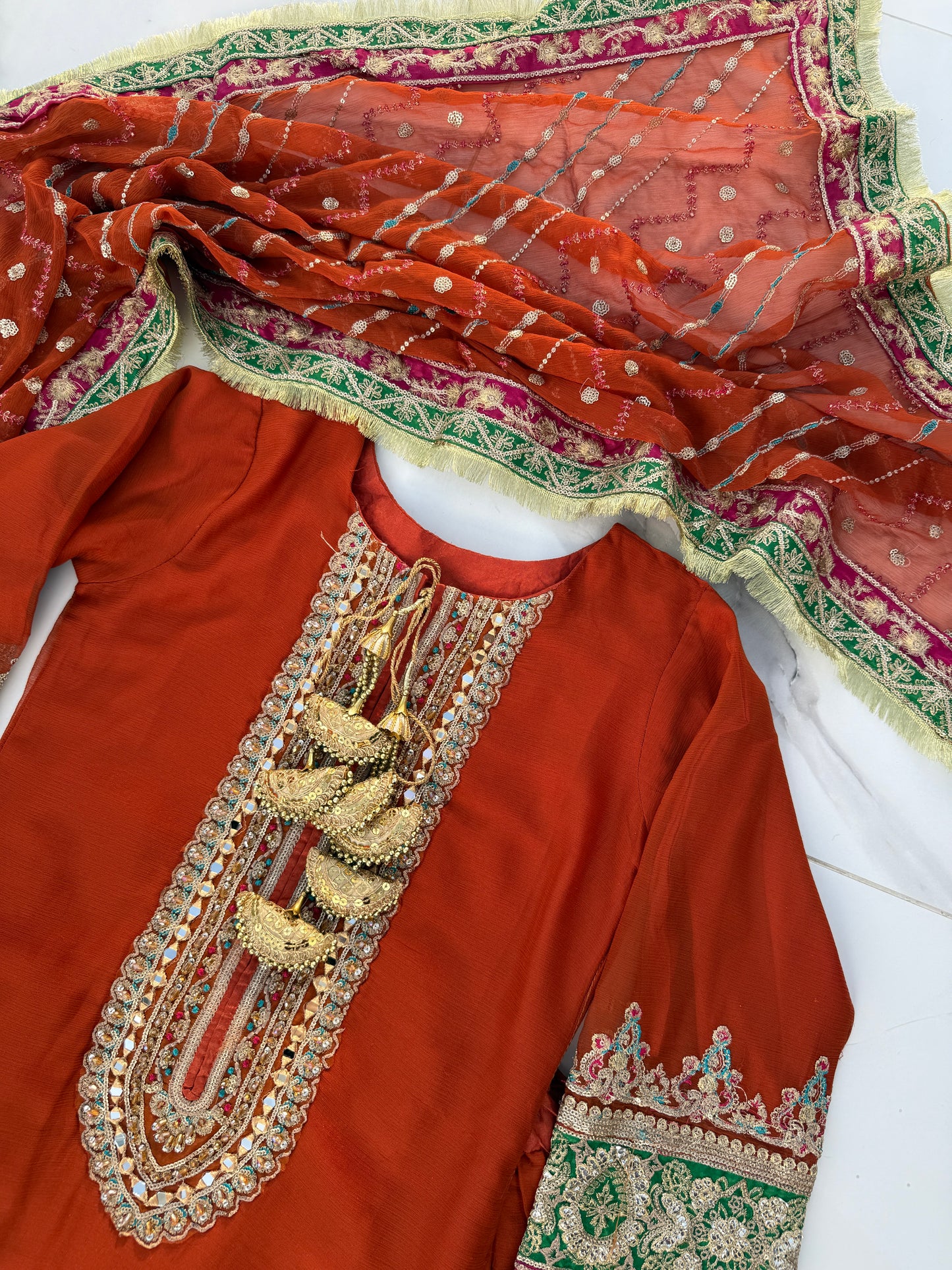 MASTANI - Embroidered chiffon outfit with sharara