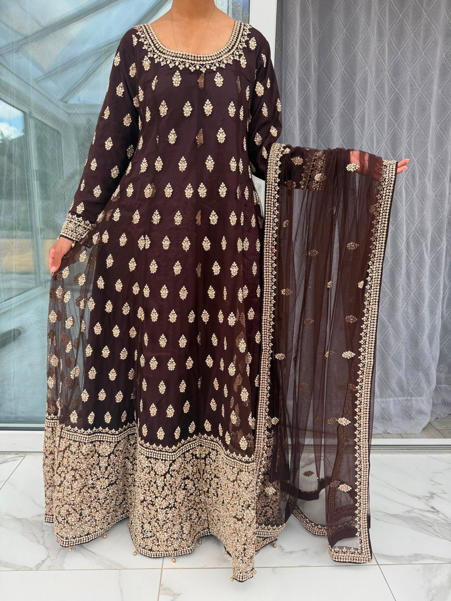 ANAYA - Embroidered net dress with stonework