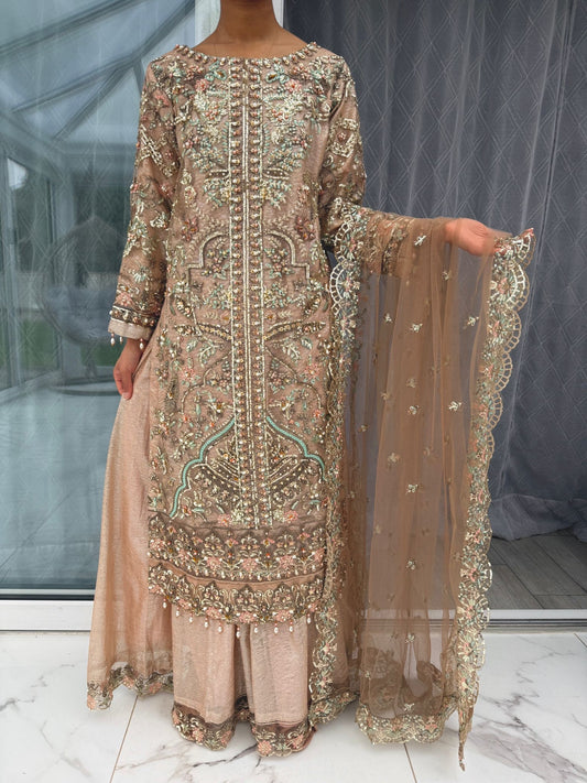 ALAIRA - Handwork embellished net outfit with sharara