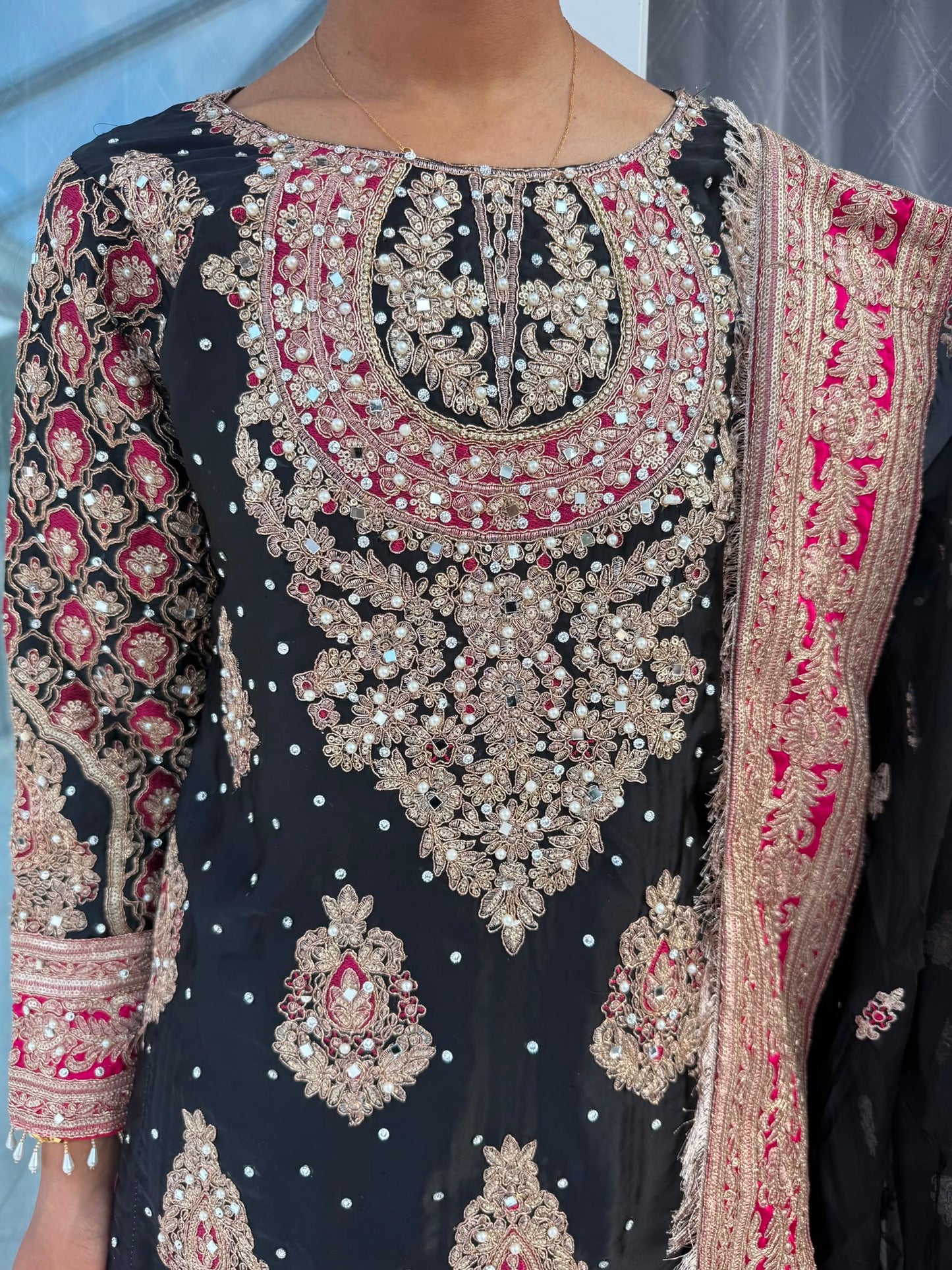 HEERIYE - Luxury embroidered silk kameez with plazo