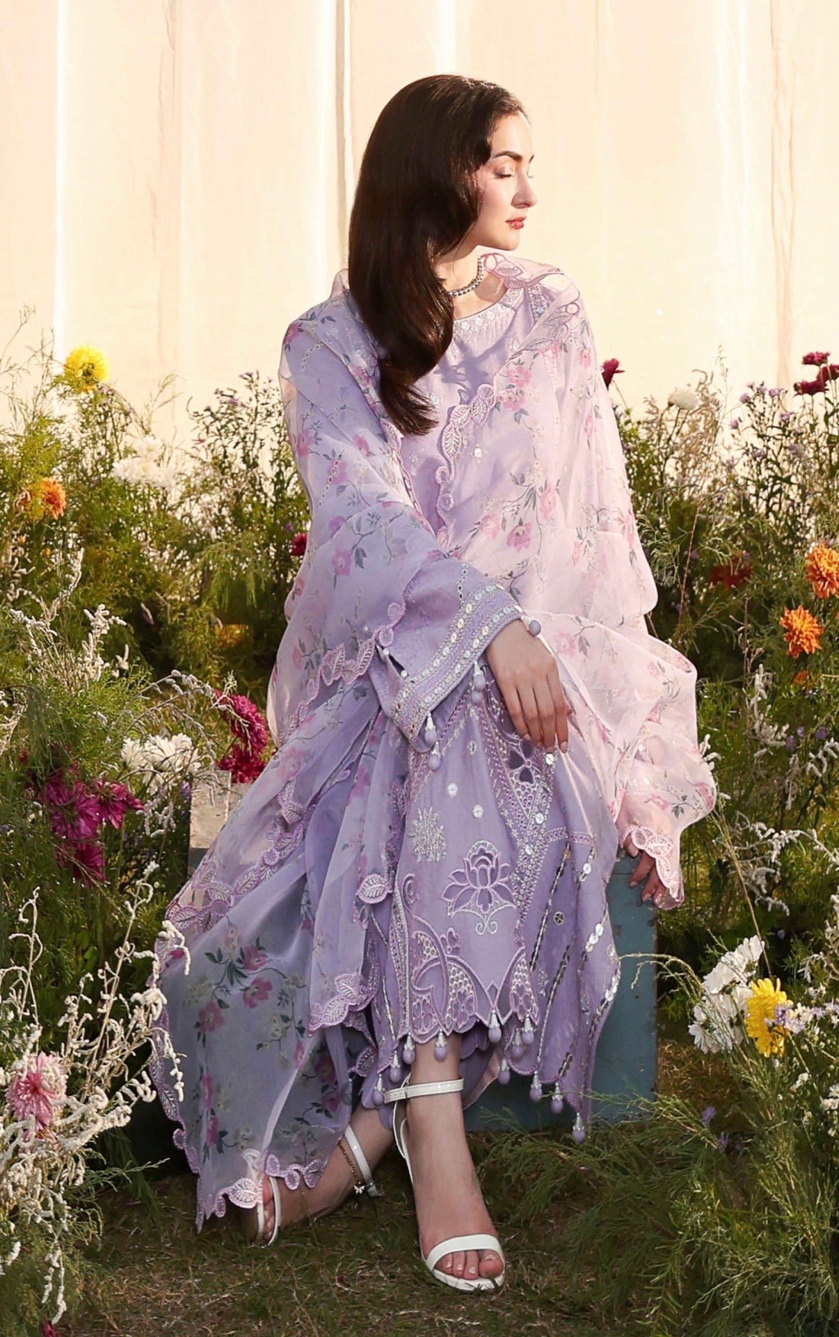 hania amir purple dress Azure OrchidFlame Eid Ensembles Hania Amir Embroidered3pcs Festive Col Sara Clothes