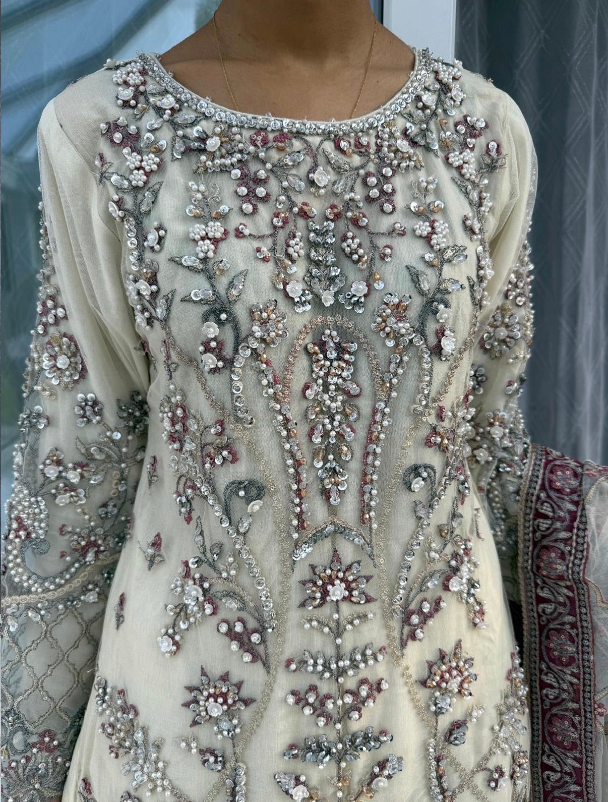 SAMAYA - Heavy embroidered net kameez with sharara