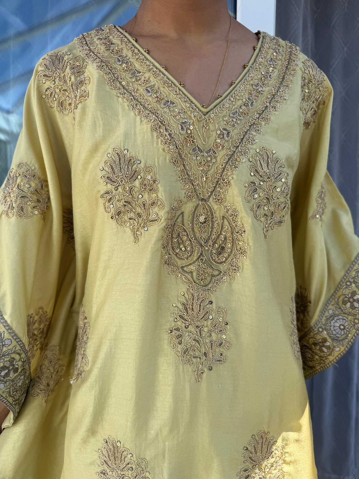 LEILA Mother/daughter - Zari embroidered luxury viscose kaftan