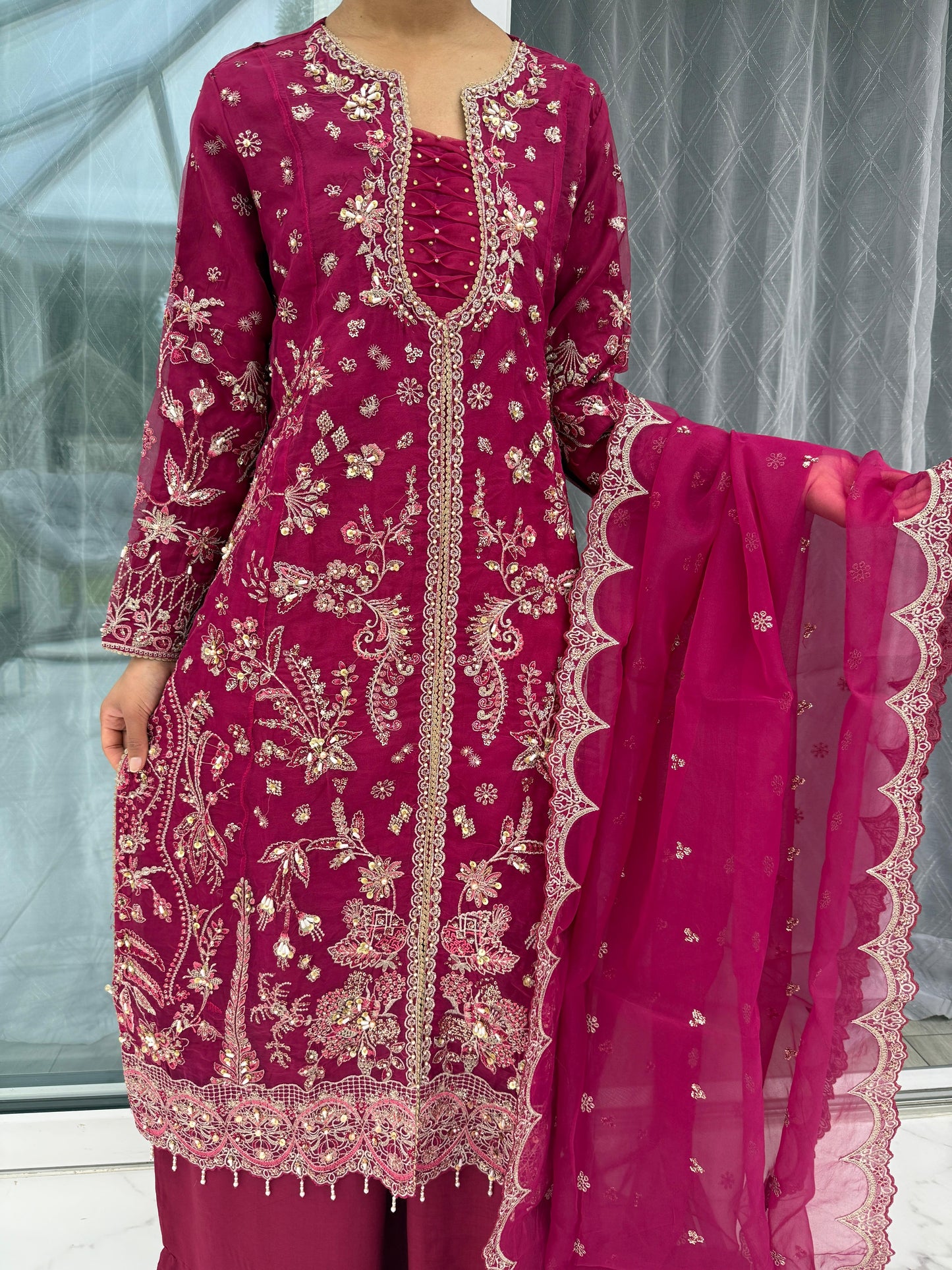 ZIKR-E-YAAR - Embroidered organza readymade outfit