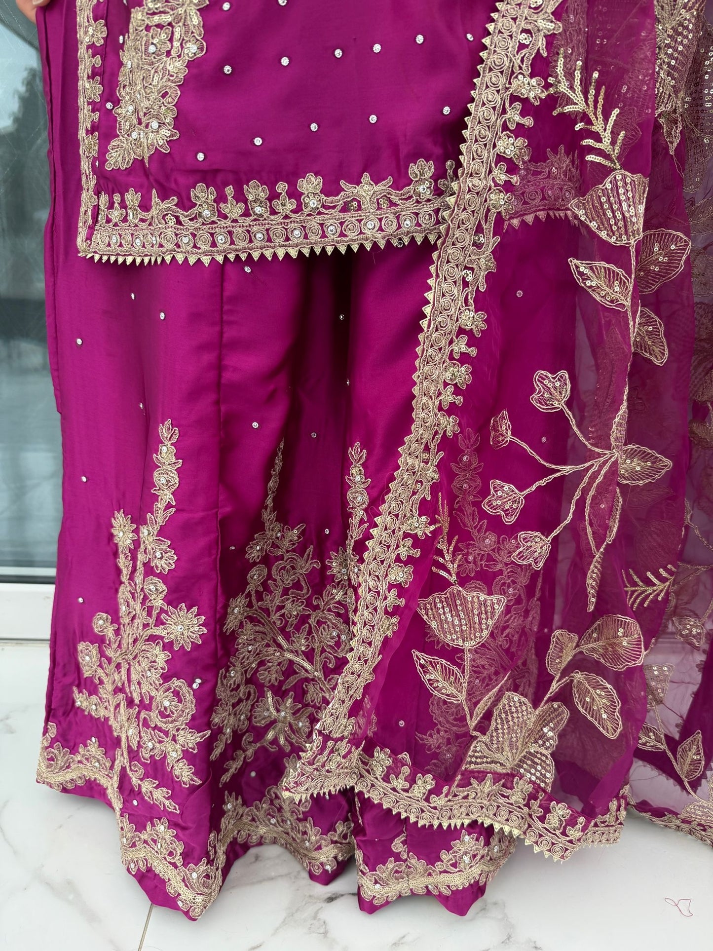 KASHISH 2 - Embroidered silk kameez with silk sharara