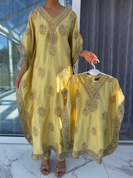 LEILA Mother/daughter - Zari embroidered luxury viscose kaftan