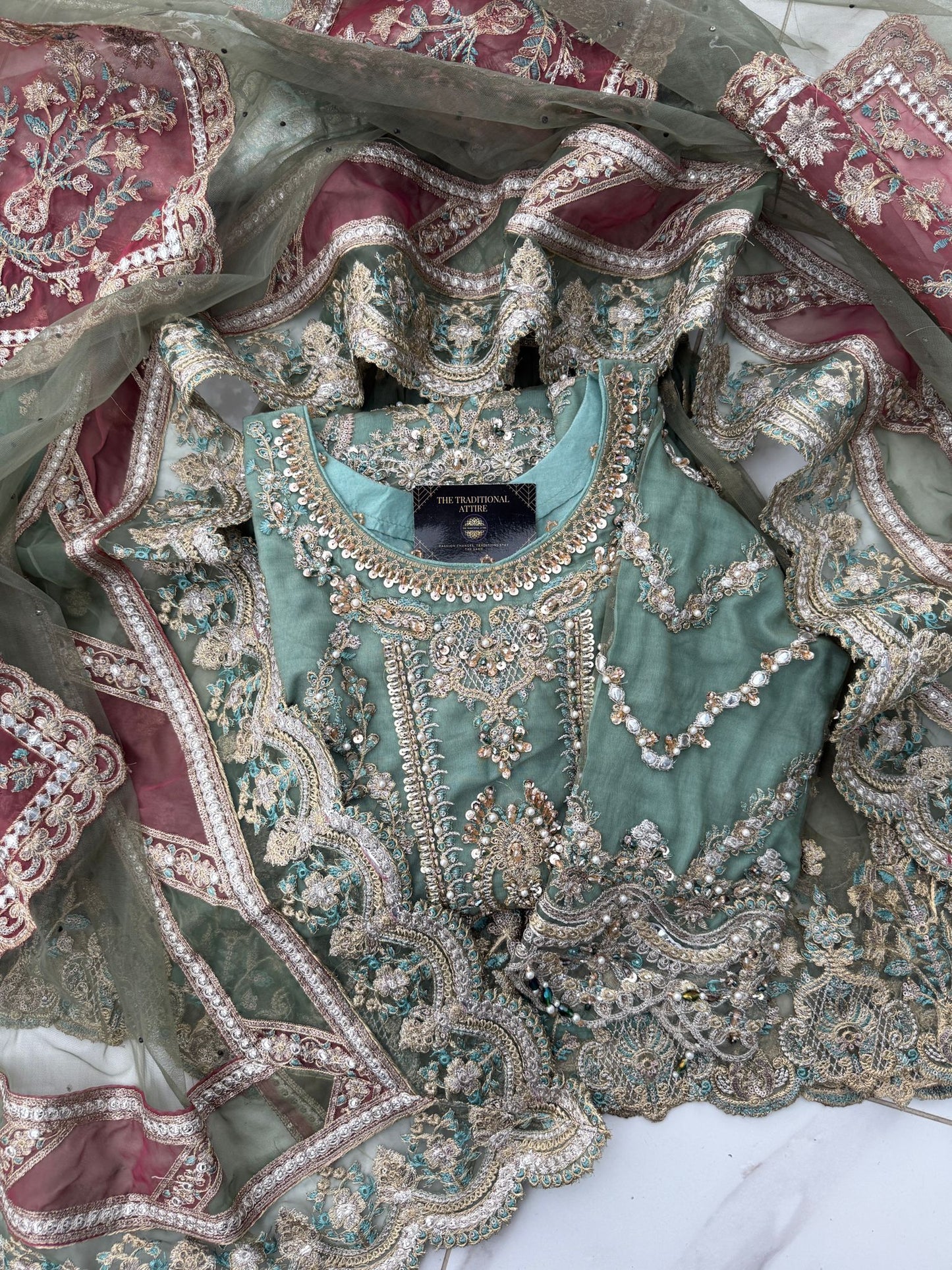 NAAIRA - Embroidered Imrozia net kameez with gharara