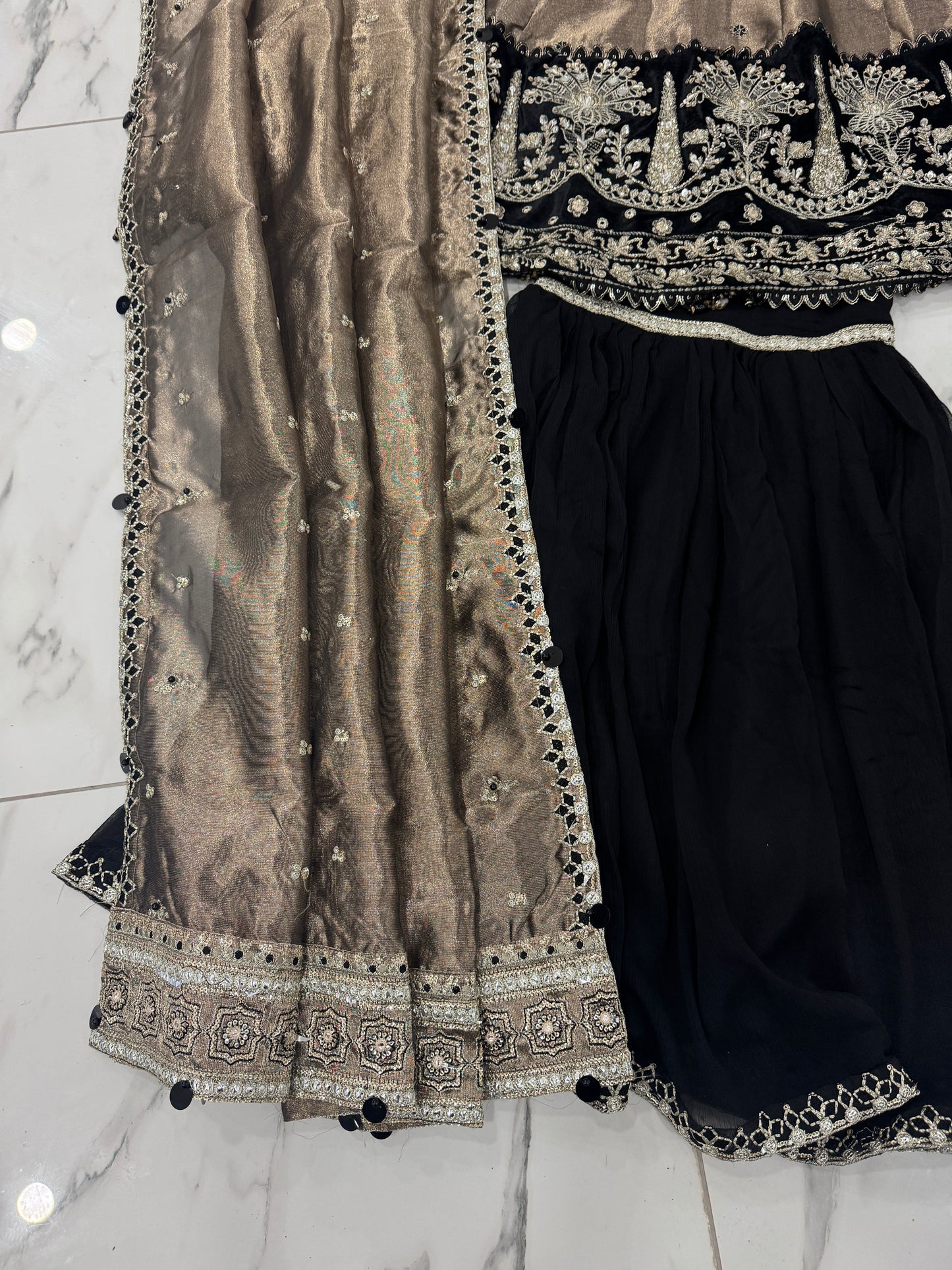 DILDARA - Luxury masoori peplum dress with gharara